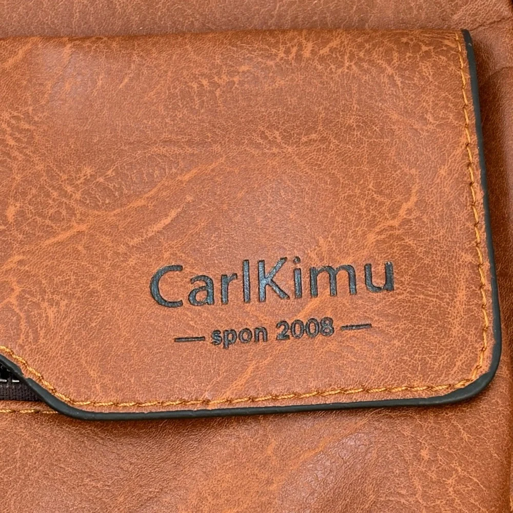 NWOT CarlKimu Brown Mens Crossbody Shoulder Bag Faux Leather Business Casual.